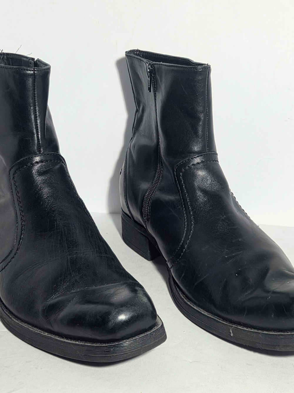 Zodiac Vintage Black Leather Zip Ankle Boots Men's Size 11.5M